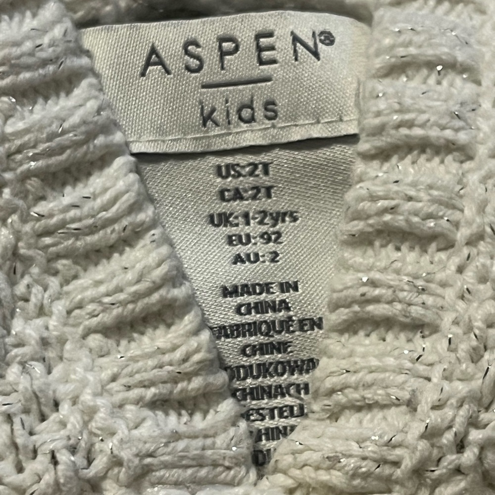 Charming White Hooded Kids Sweater with Pink Accents - Picture 5 of 7